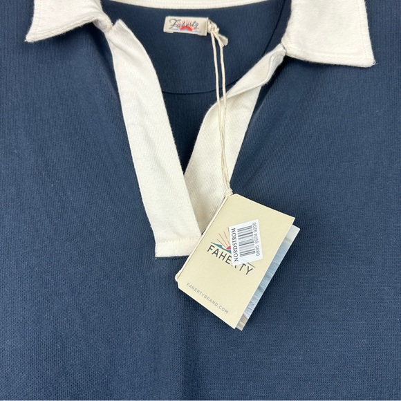 Faherty Sports Jersey Polo Dress Womens Small Long Sleeve Sea Storm Blue Rugby - Picture 10 of 14